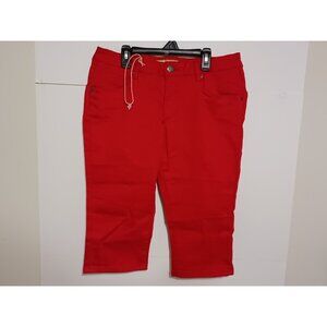 Hybrid Company Womens Red Denim Capri Jeans Size 13 (33x16)